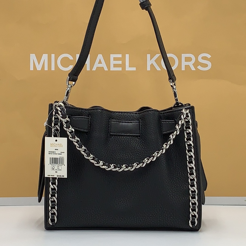 MICHAEL KORS
Mina Small Belted Pebbled Leather Chain Crossbody Bag Black… - Picture 7 of 15